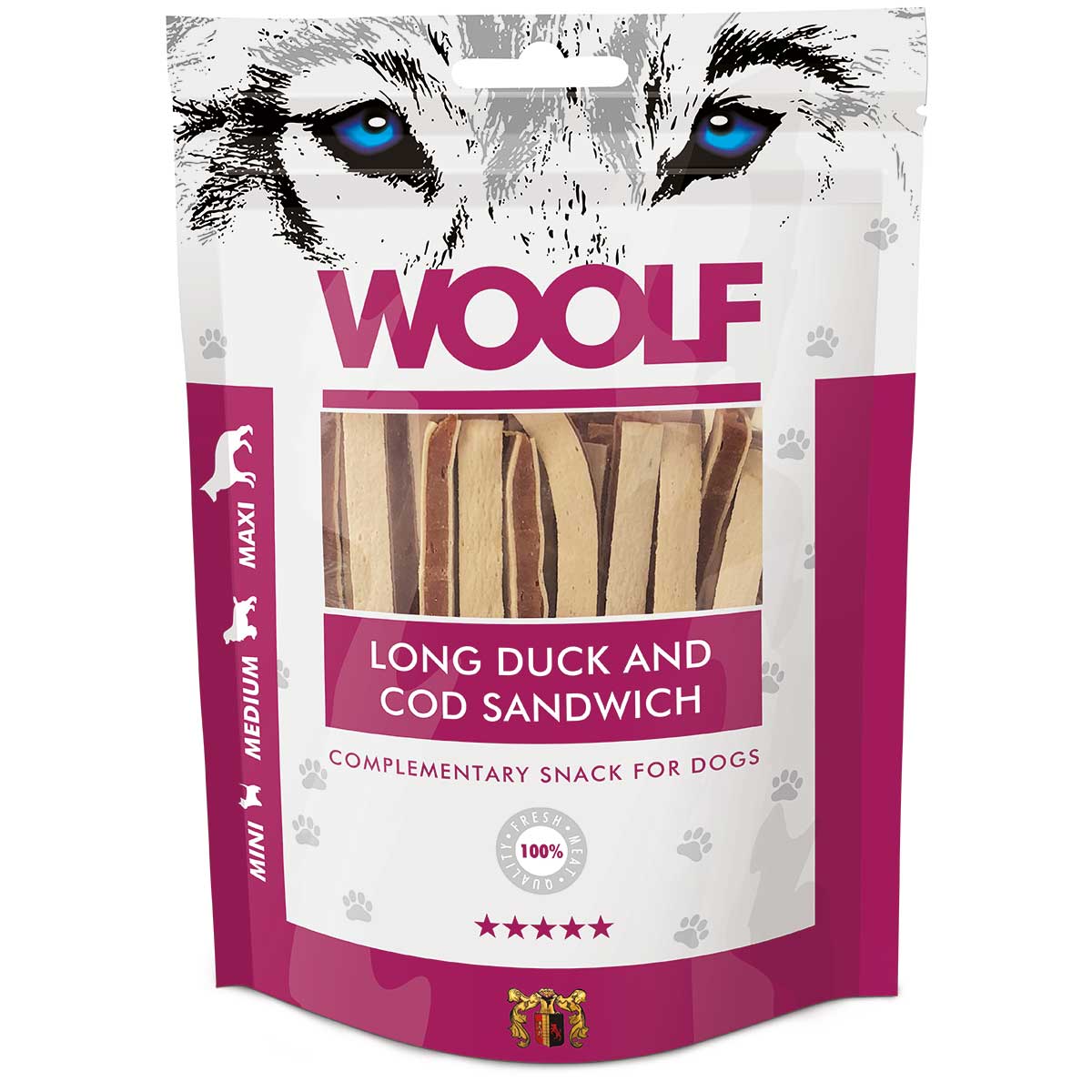 Woolf hundsnack anka- och torsksmörgås