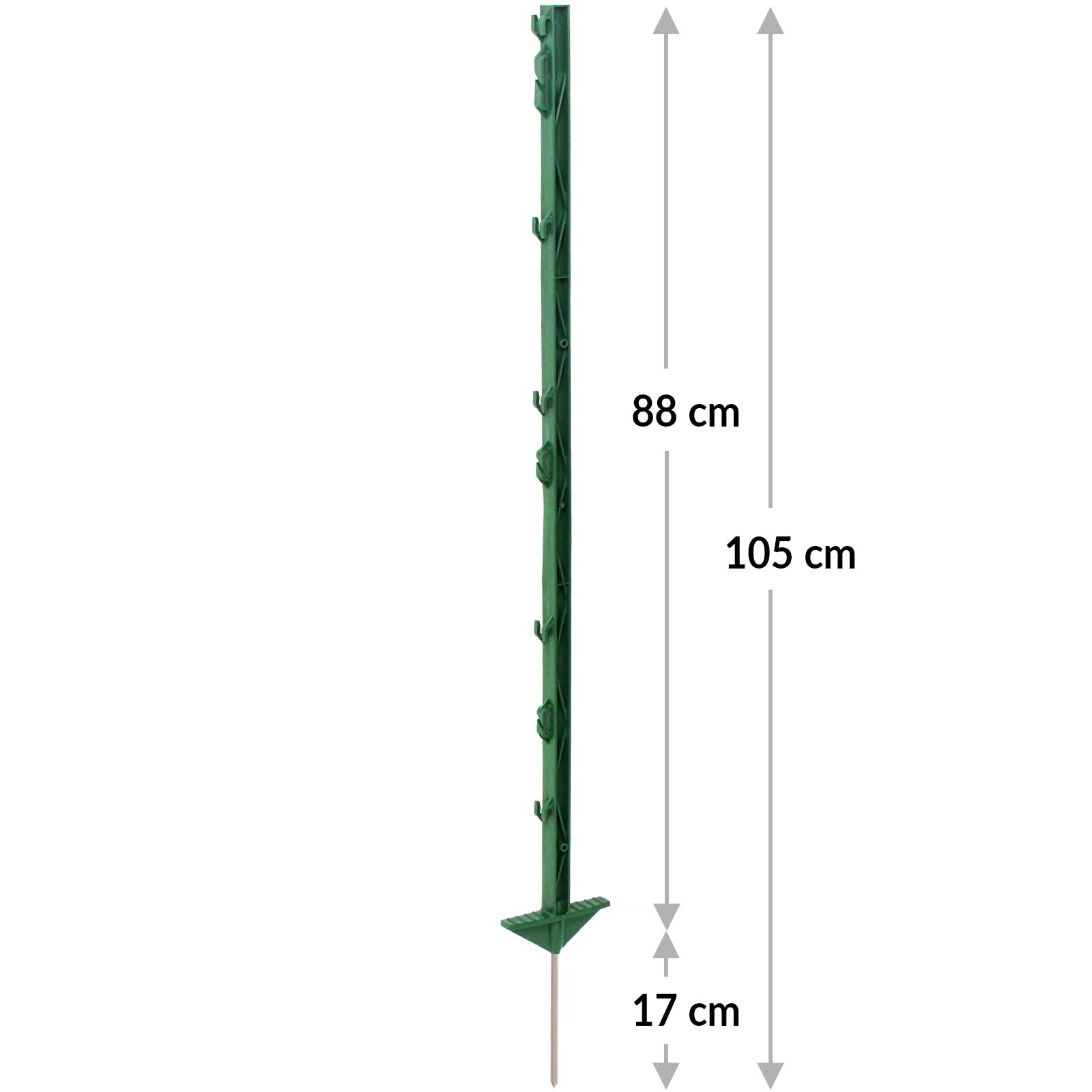20x Stängselstolpe för betesmark 105 cm, dubbel profil, grönt