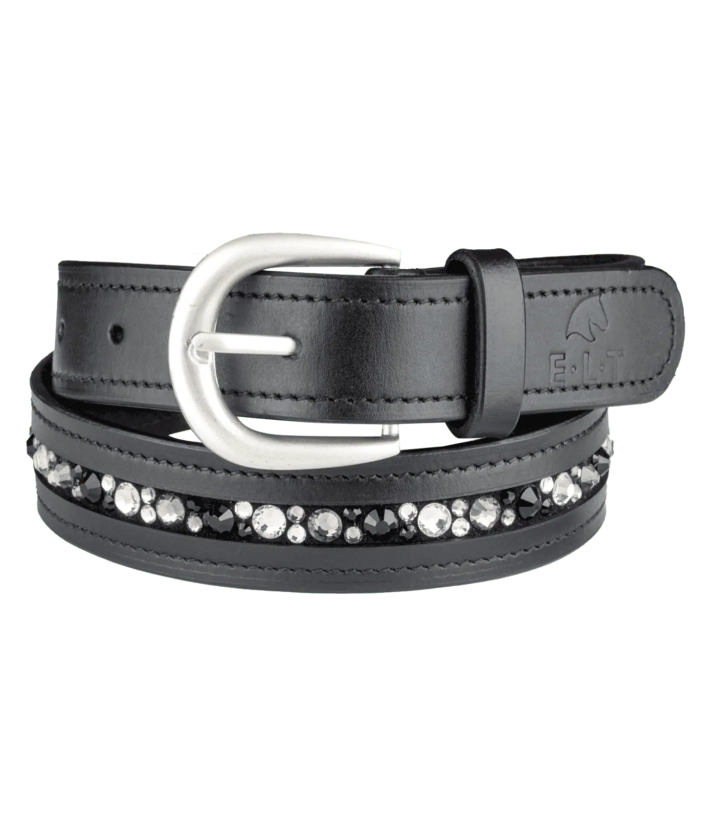 Jewel leather belt black 75 cm