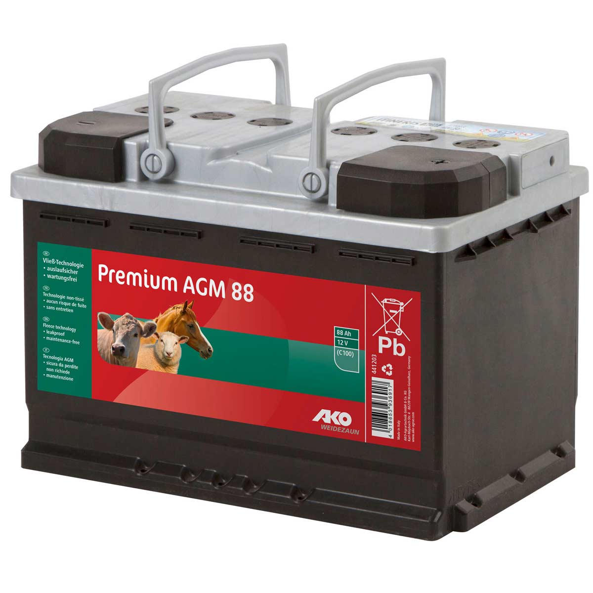 AGM-batteri batteri för beteshägn 12V 88 Ah