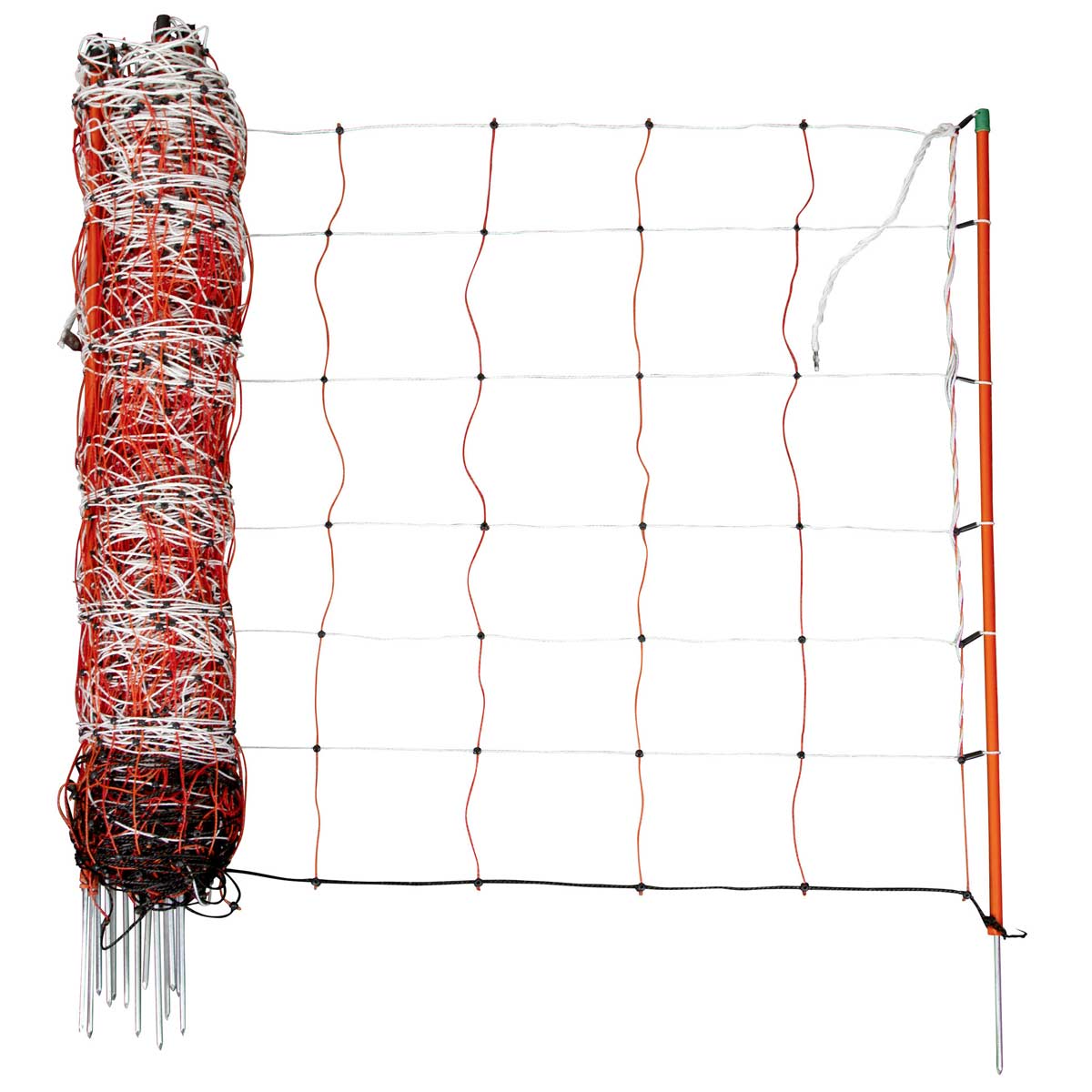 Kerbl Fårnät med ström, dubbel spets, orange-vit, 50m 50 m x 90 cm