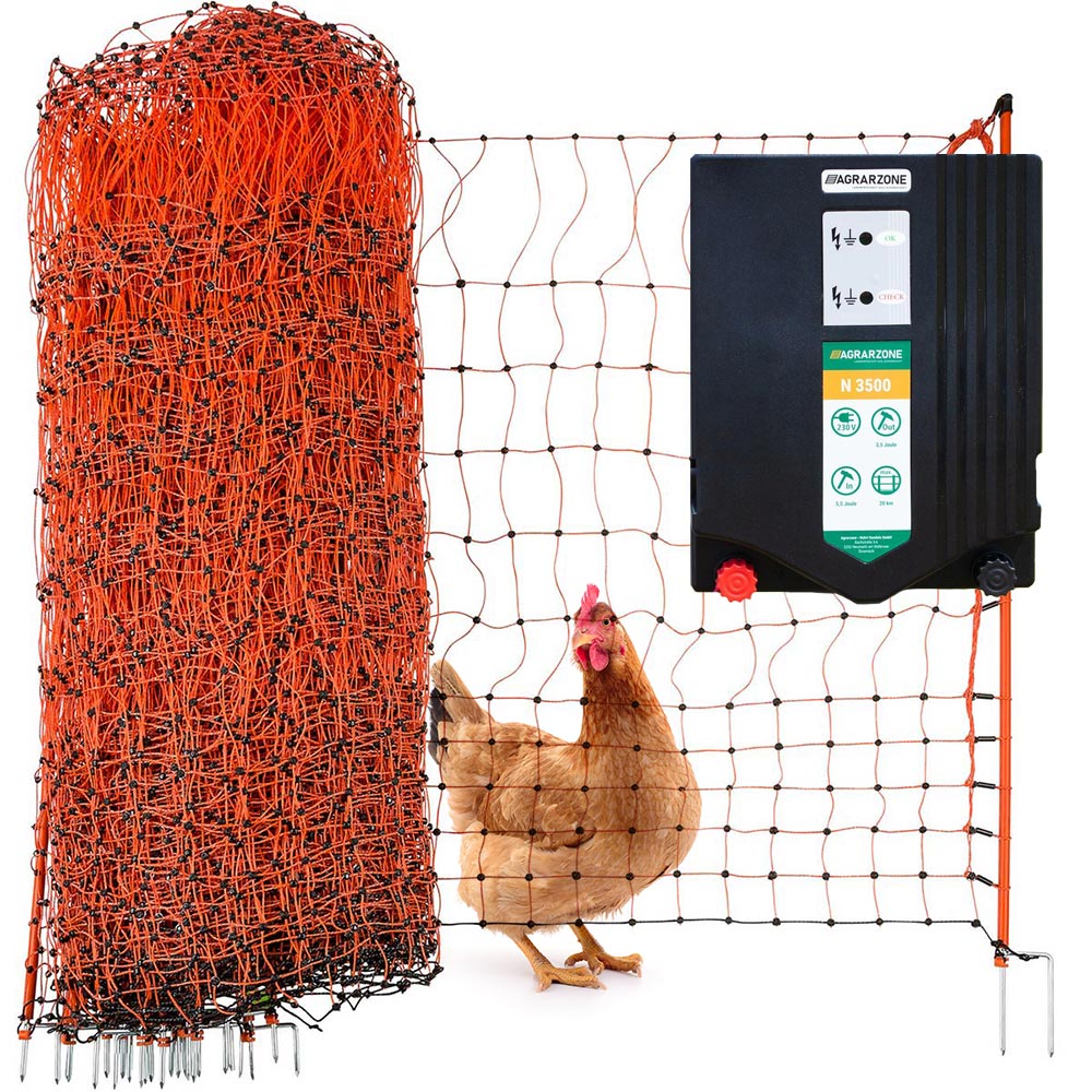 Stängsel för fjäderfä N3500 230V, 5,5J, nät 50m x 112cm, orange