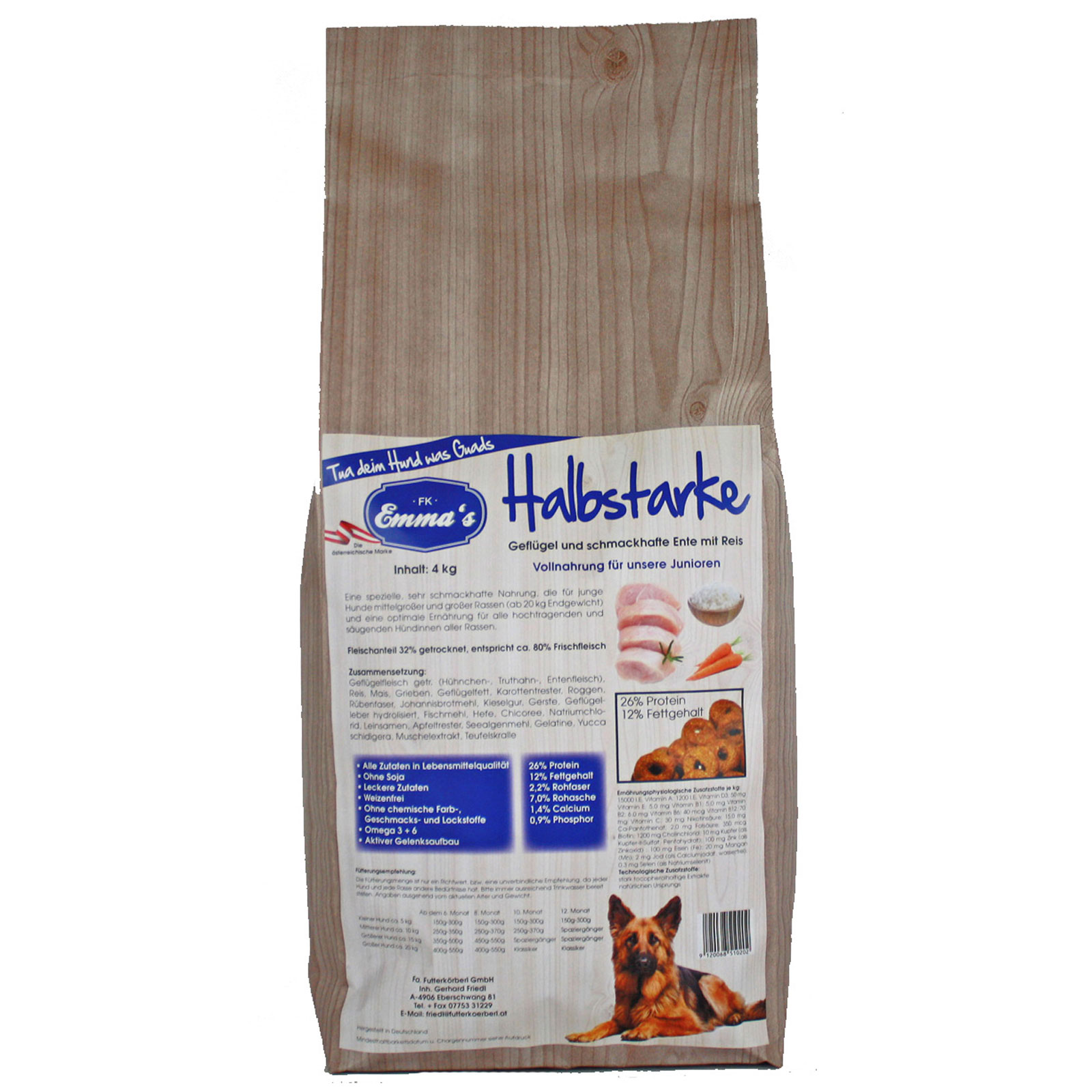 Emmas Hundfoder halvt torrfoder 4 kg