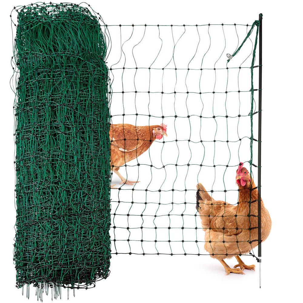 Agrarzone Poultry Net Classic utan ström, enkel spets, grönt 25 m x 112 cm