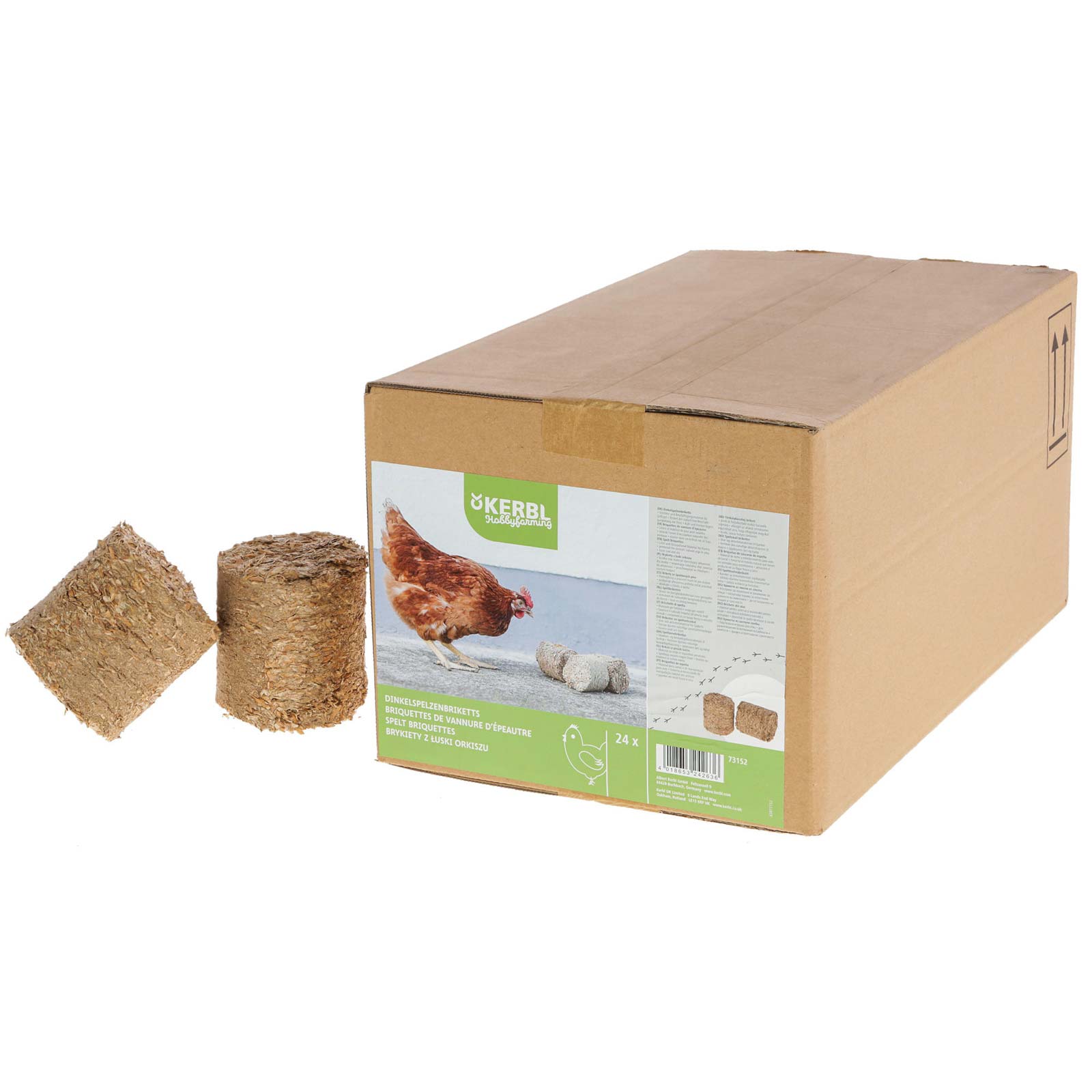Briketter av speltskal i kartong (förpackning med 24 st)