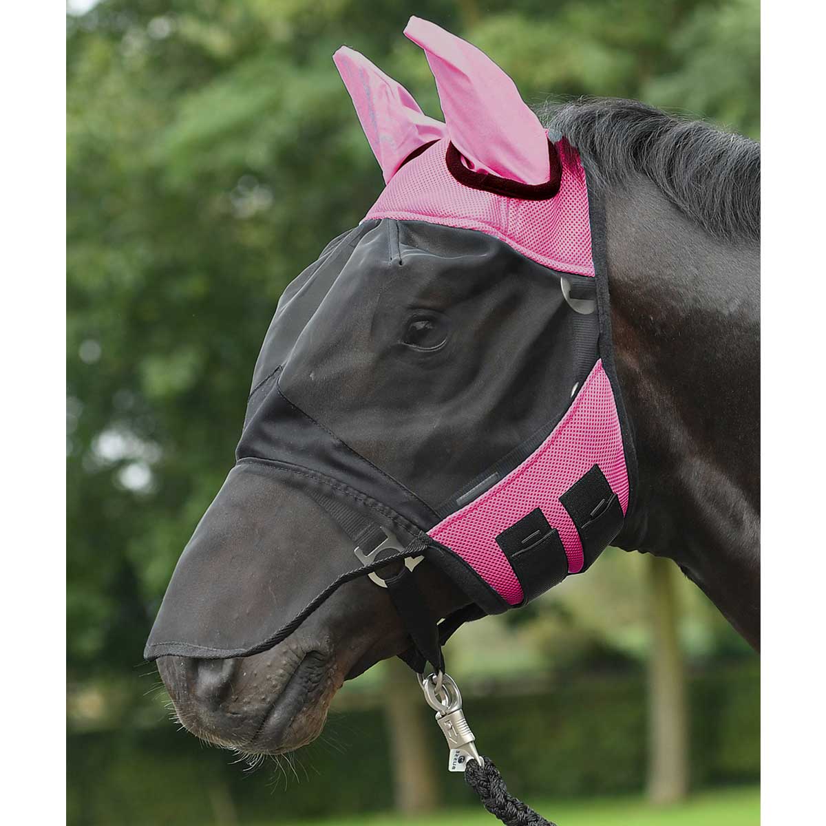 BUSSE Flugmask FLY COVER PRO rosa/svart ponny