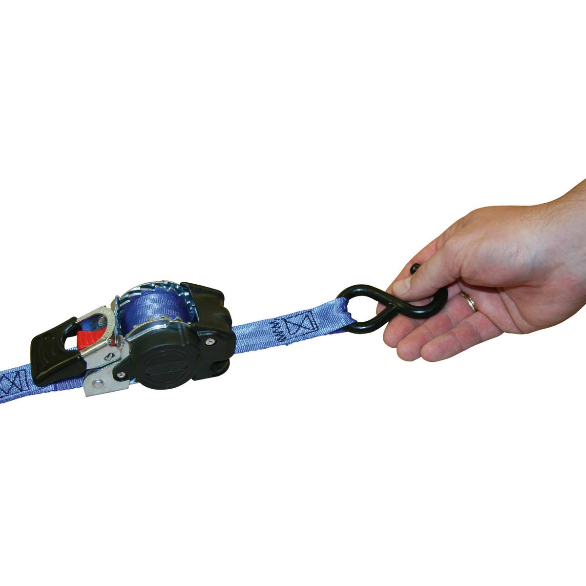 Automatiskt surrningsband 1,8 m x 25 mm S-krok