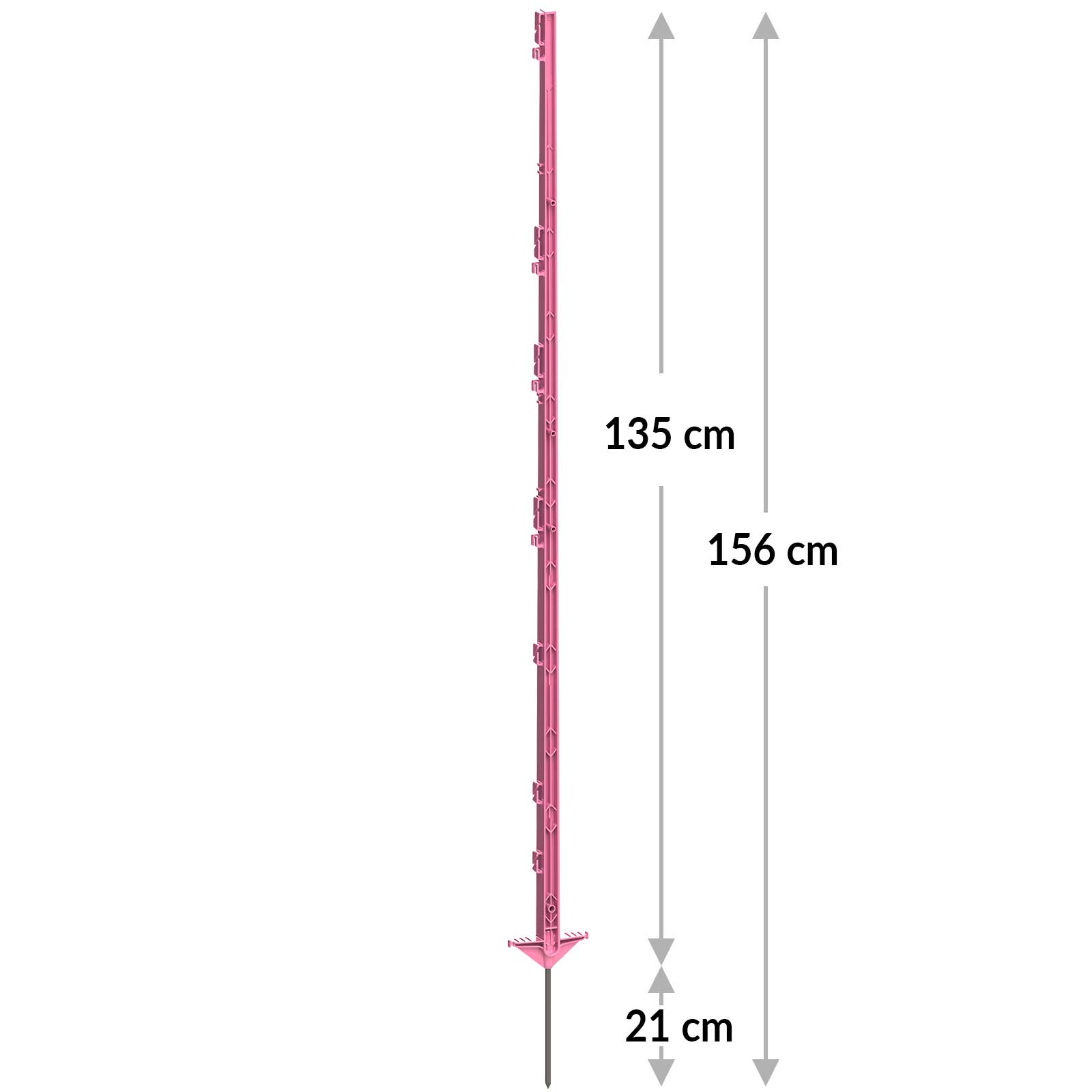 5x plastpål dubbelt steg 156 cm rosa