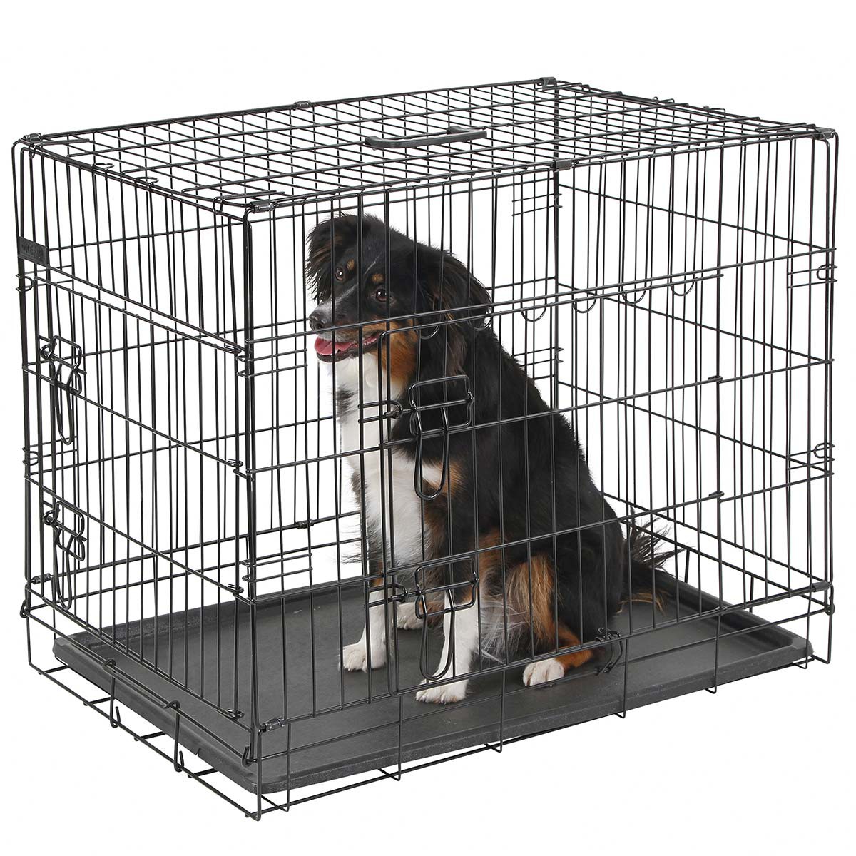 Dog Cage collapsible black 76x54x64cm, 2 doors