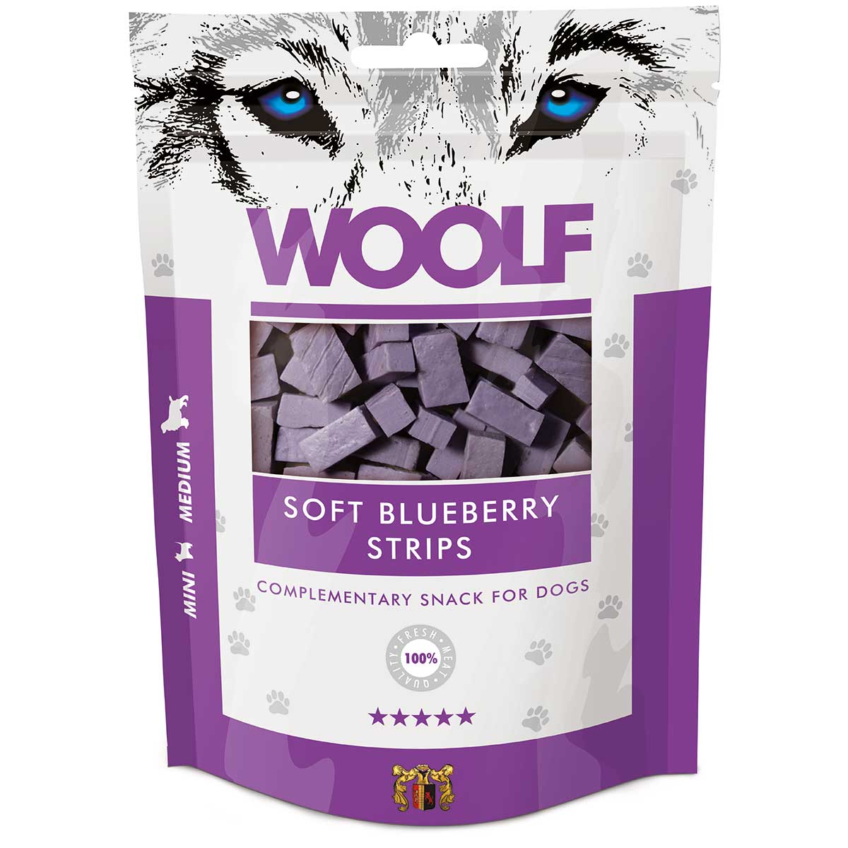 Woolf hundgodis mjuka blåbärs strimlor