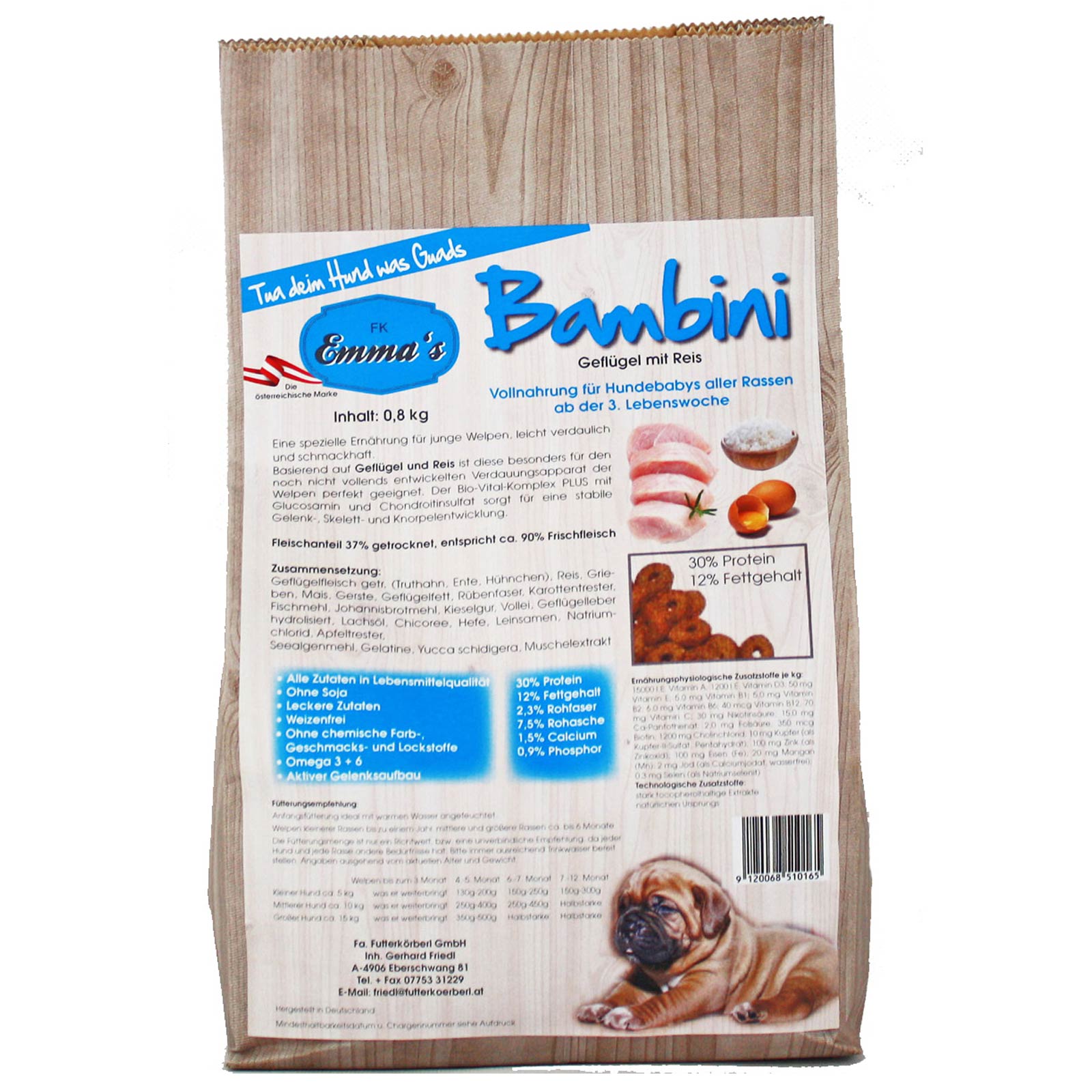 Emmas Hundfoder Bambini för valpar 0,8 kg