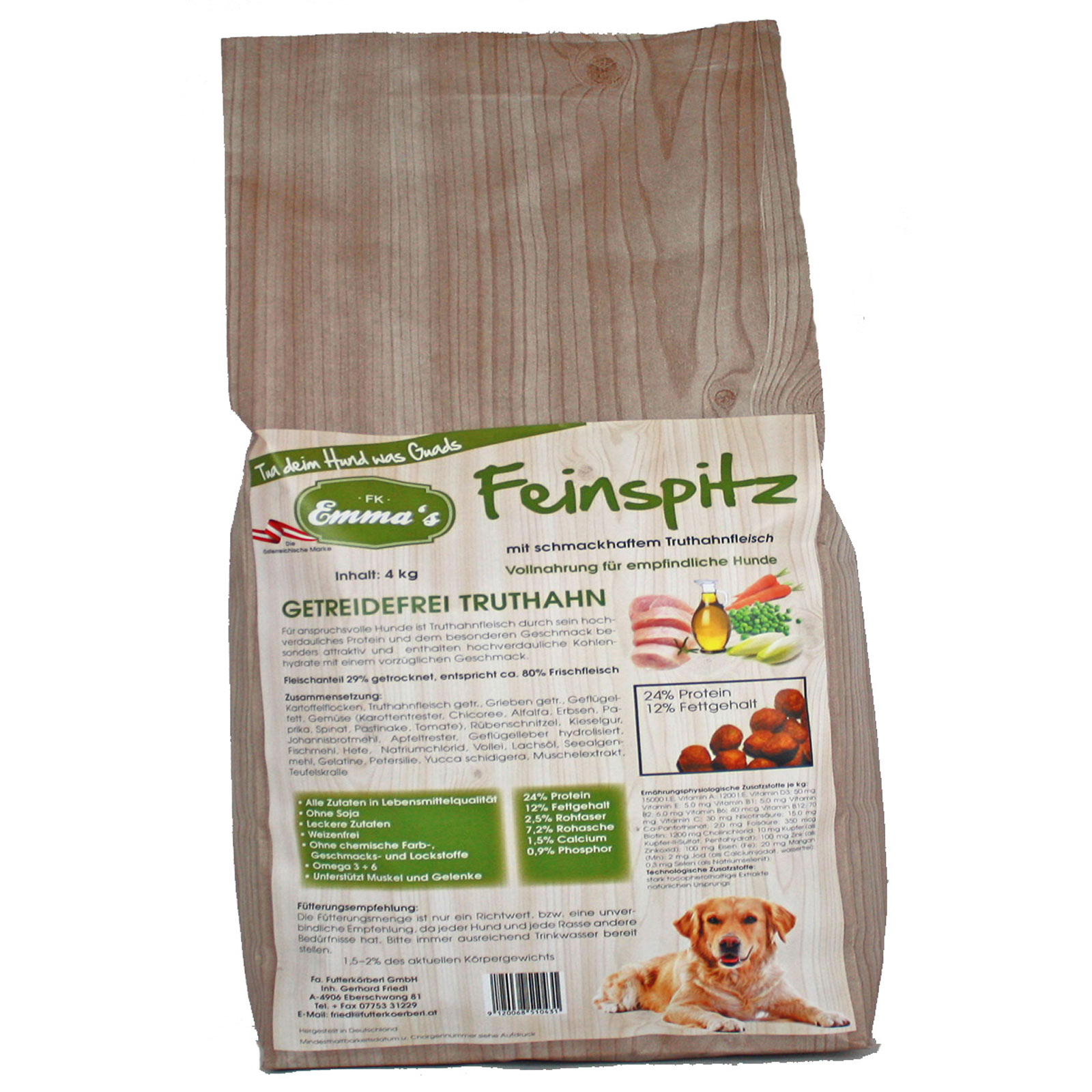 Emmas Hundfoder Feinspitz kalkon spannmålsfritt 4 kg