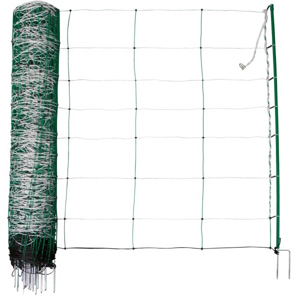 Ako fårnät TopLine Plus med ström, dubbelspets, vit-grön 50 m x 90 cm