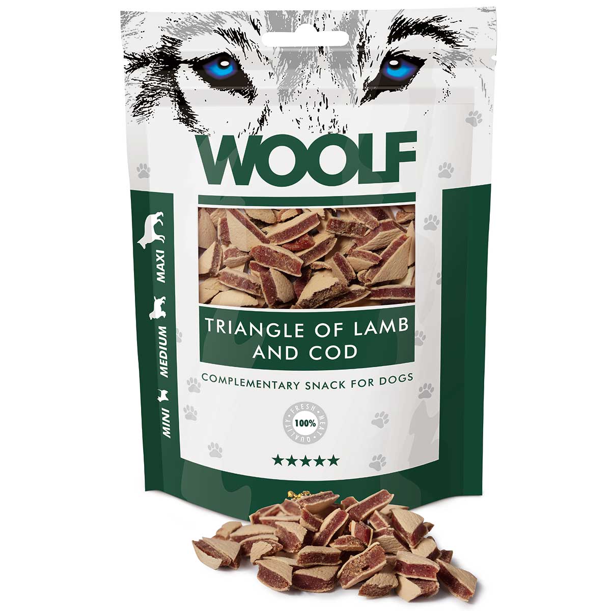 Woolf Hundgodis lamm- och torskbitar