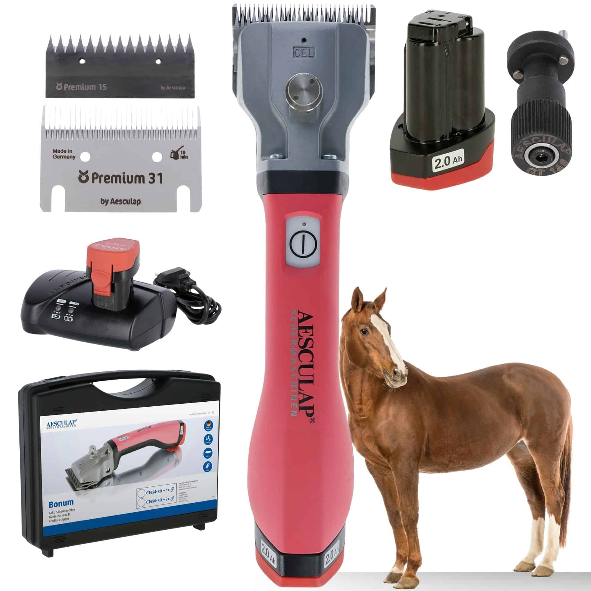 Aesculap batteri-klippmaskin hästar rosa 1x batteri + GRATIS justeringshjälpmedel 1x Batteri