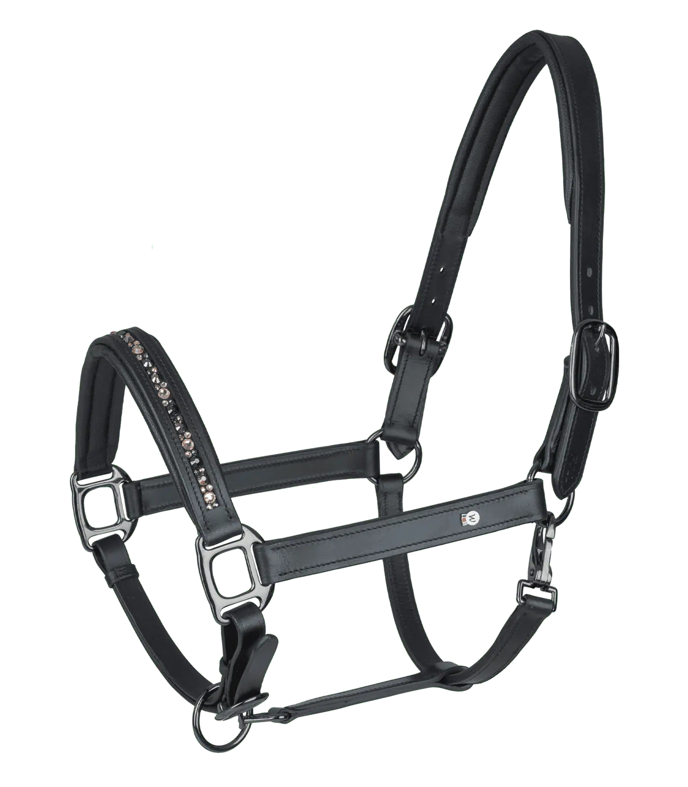 Crystal Leather Halter black/gray Pony