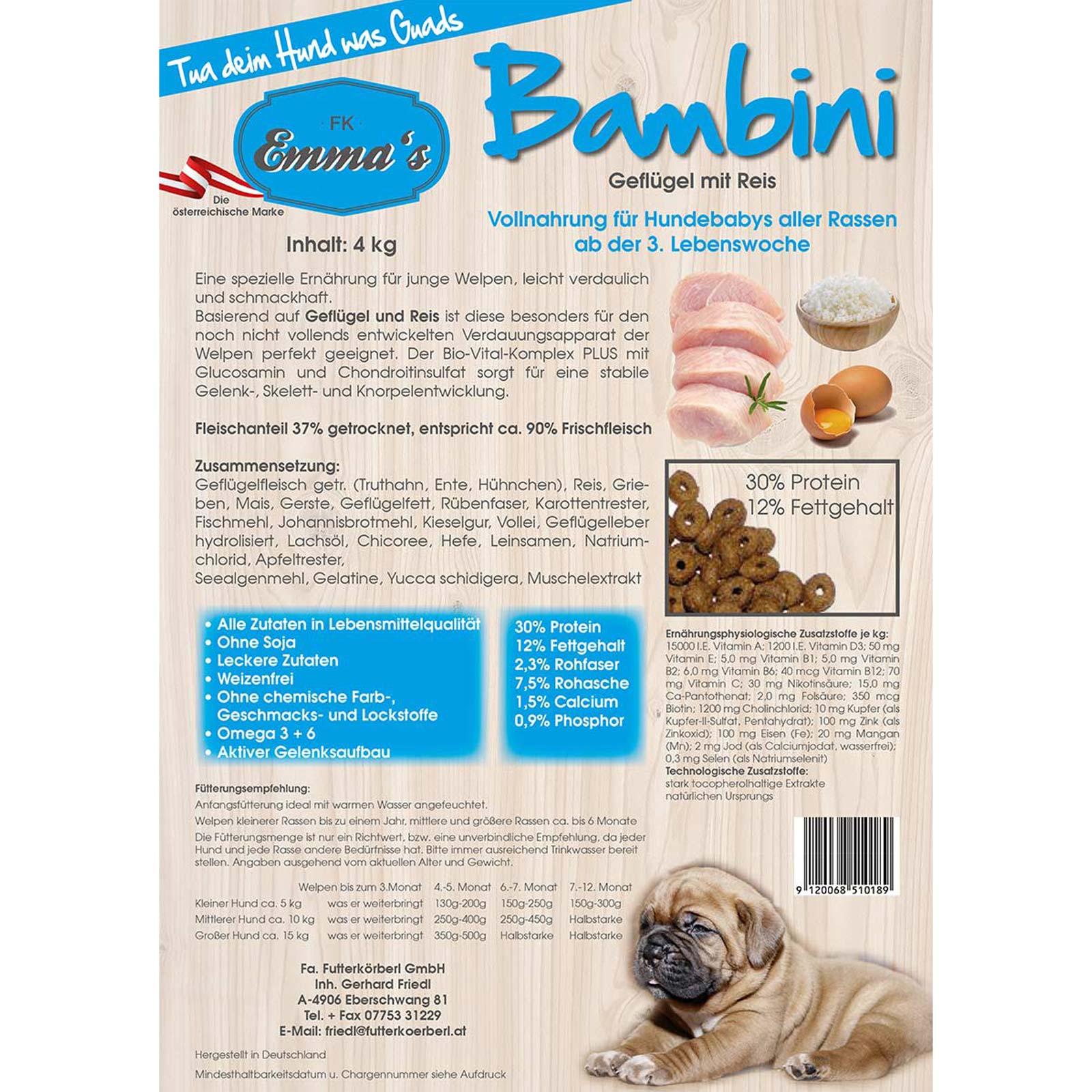 Emmas Hundfoder Bambini för valpar 0,8 kg