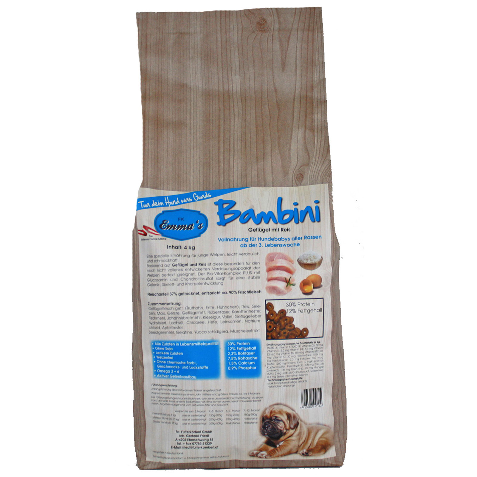 Emmas Hundfoder Bambini för valpar 4 kg