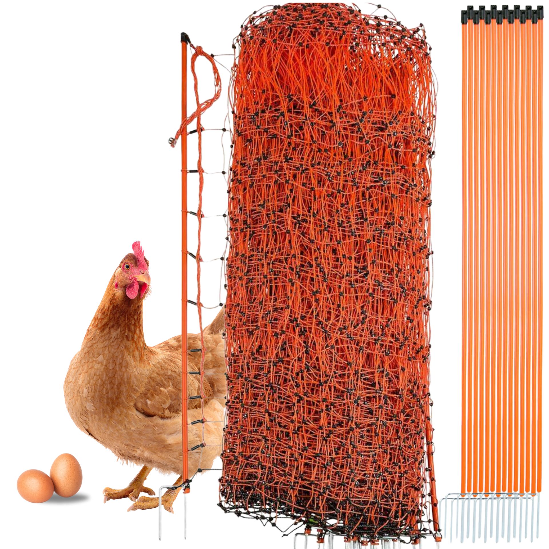 Agrarzone Poultry Net Classic med ström, dubbel spets, orange