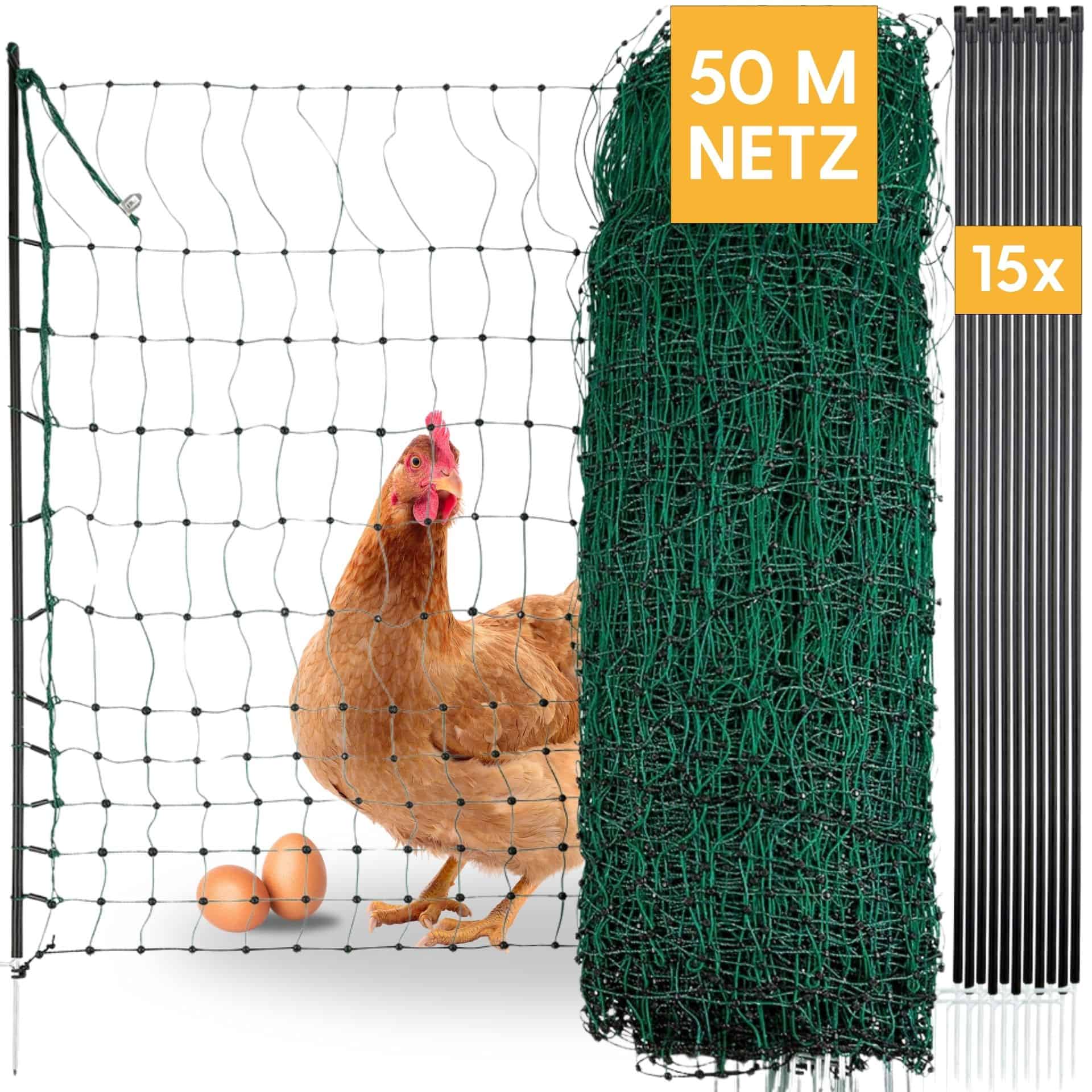 Fågelnät , dubbel spik, kycklingstaket icke-elektrifierbart grönt 50 m x 106 cm