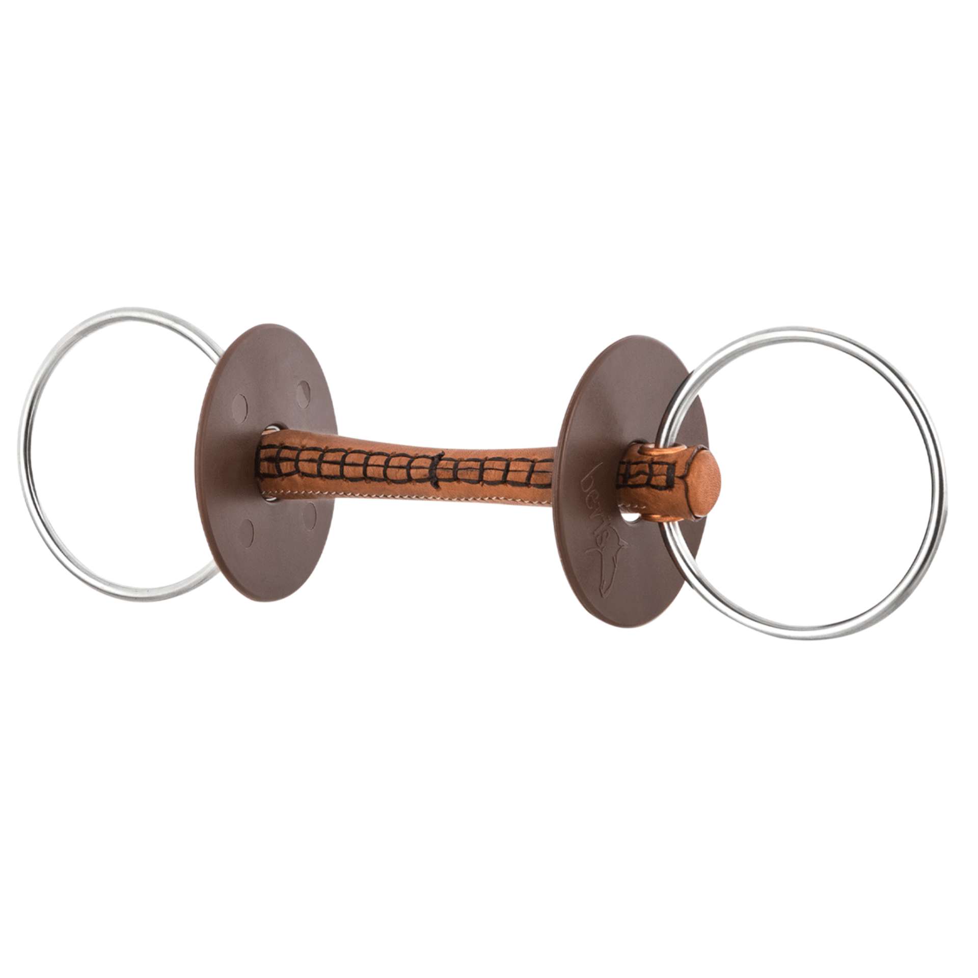 beris Loose Ring Snaffle Bit with Leather Bar, ring 7.5cm soft 12 cm