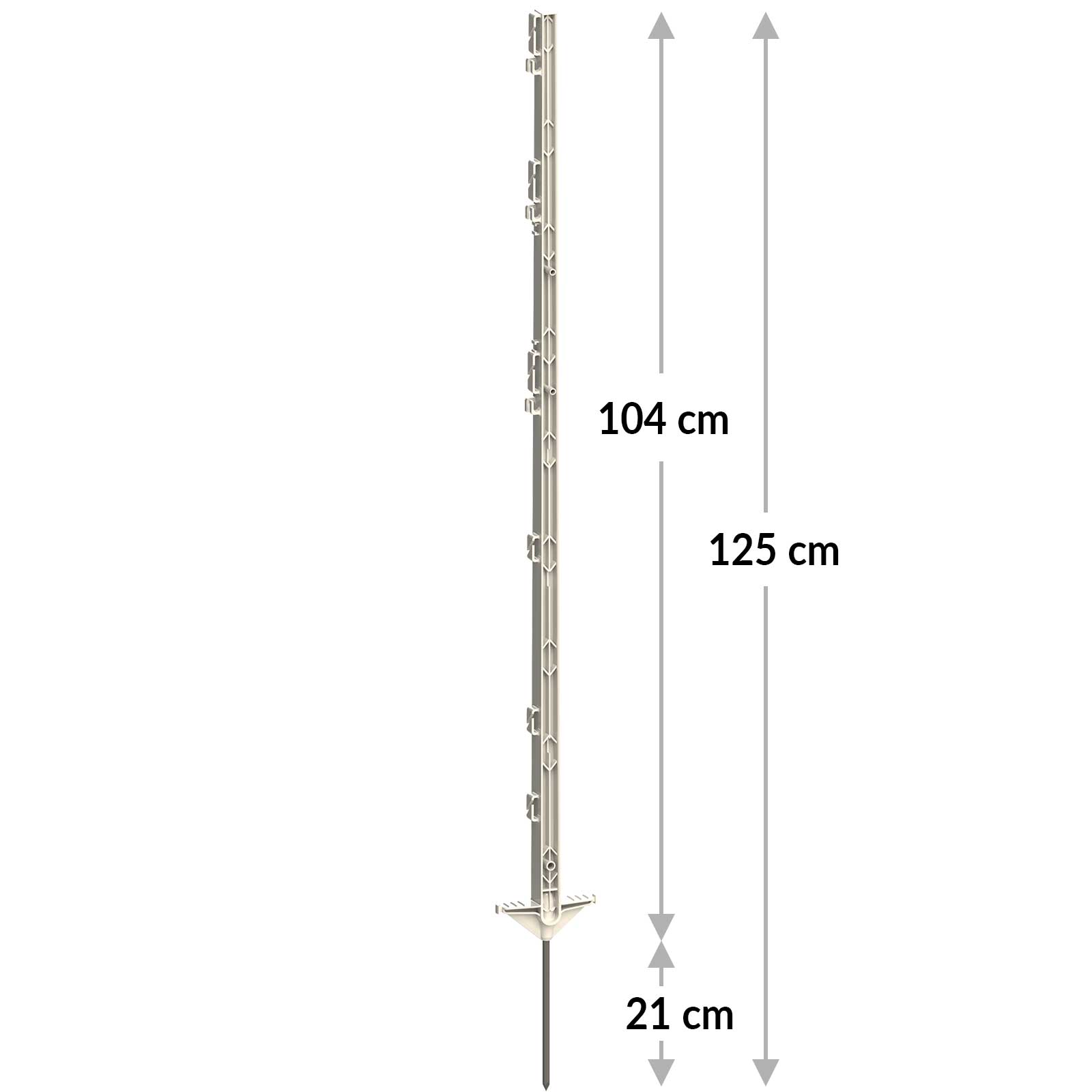 20x Stängselstolpe för betesmark 125 cm, dubbel profil, vit