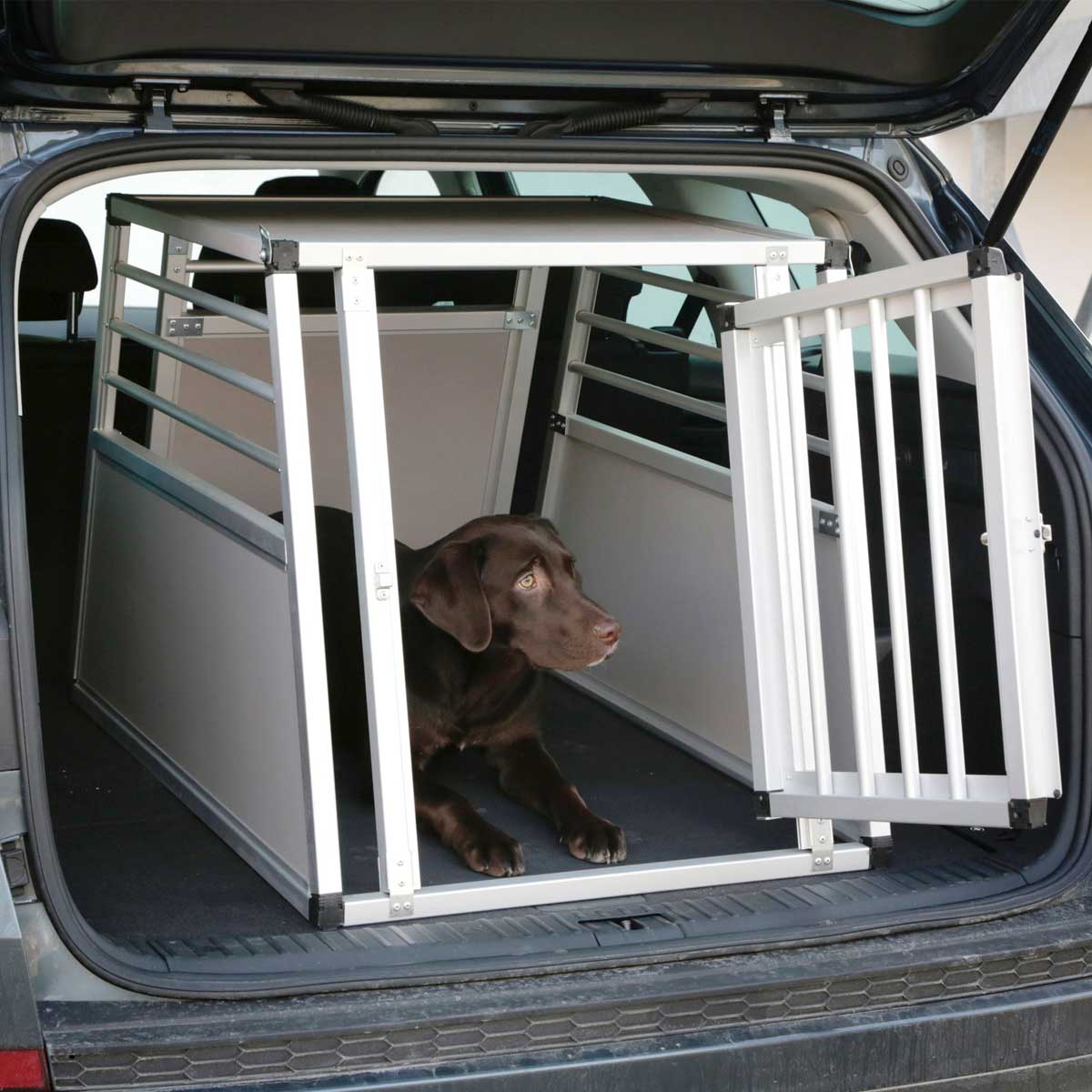 Hundtransportlåda BARRY i aluminium, enkeldörr