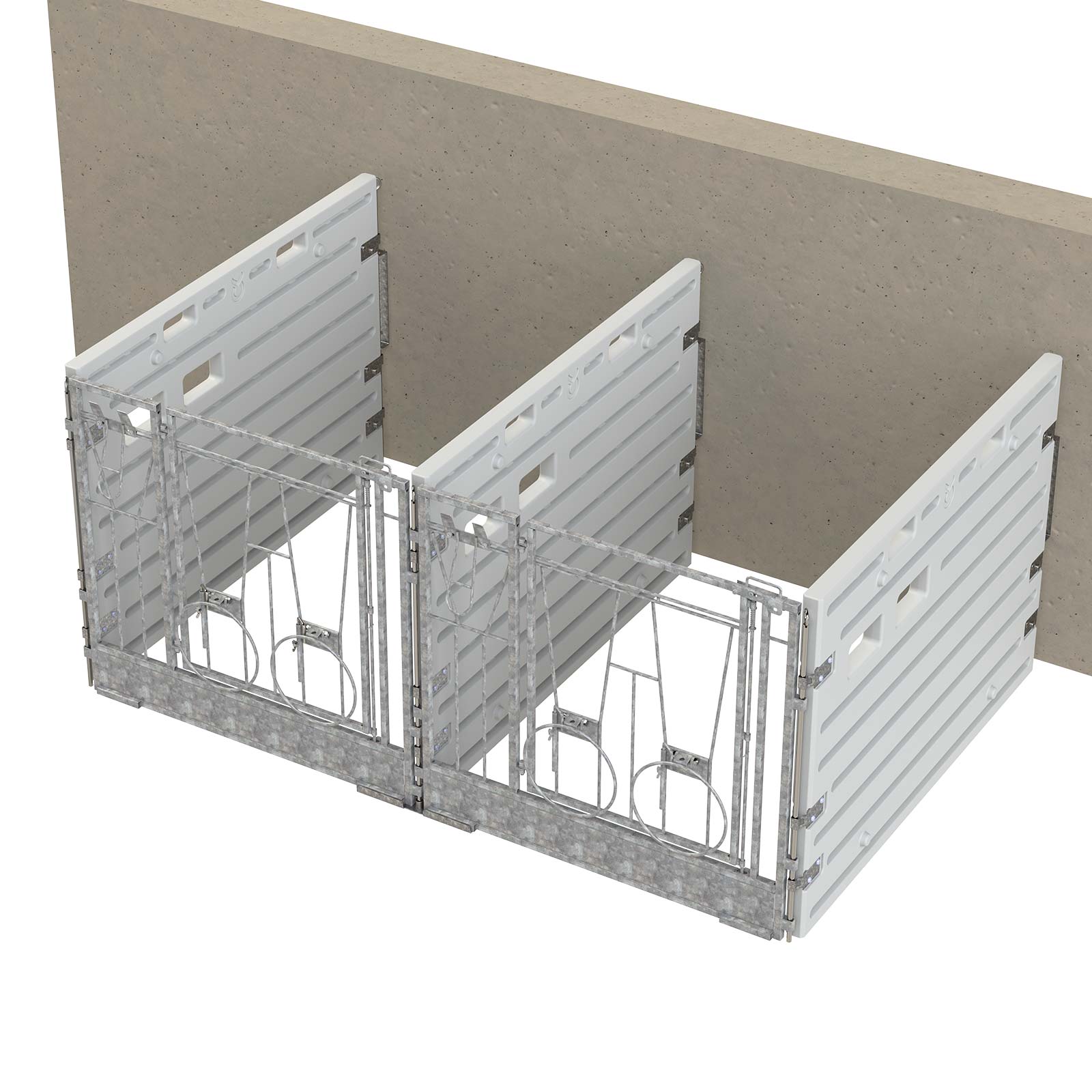 Modulär kalvbox dubbelbox väggmonterad